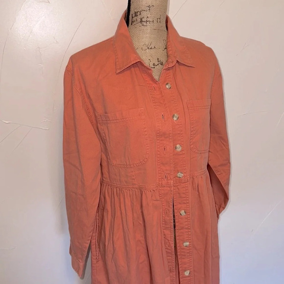 FADS Denim Canvas Cotton Maxi Babydoll sweet Peach Dress EVC L - Picture 2 of 4